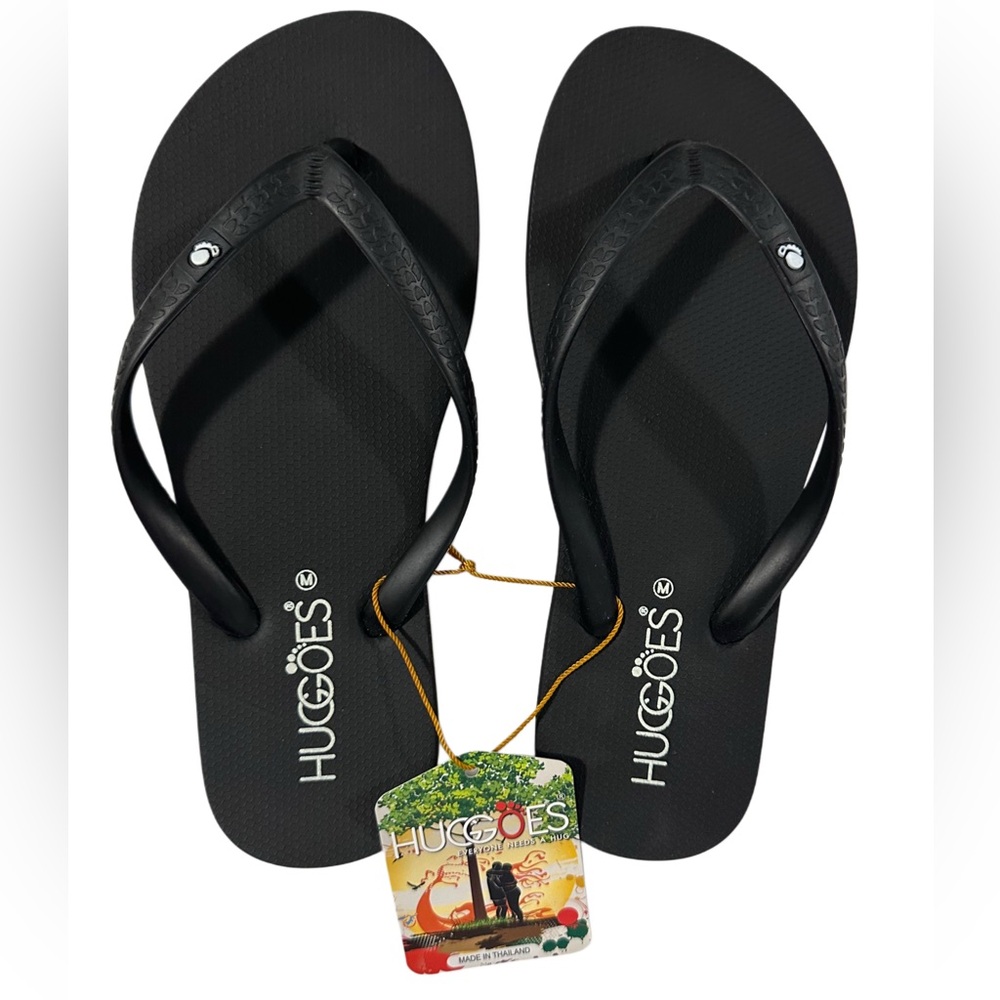 HUGGOES Black Flip Flops Women’s Size M (EU 37-38) NWT Minimalist Thong Sandals